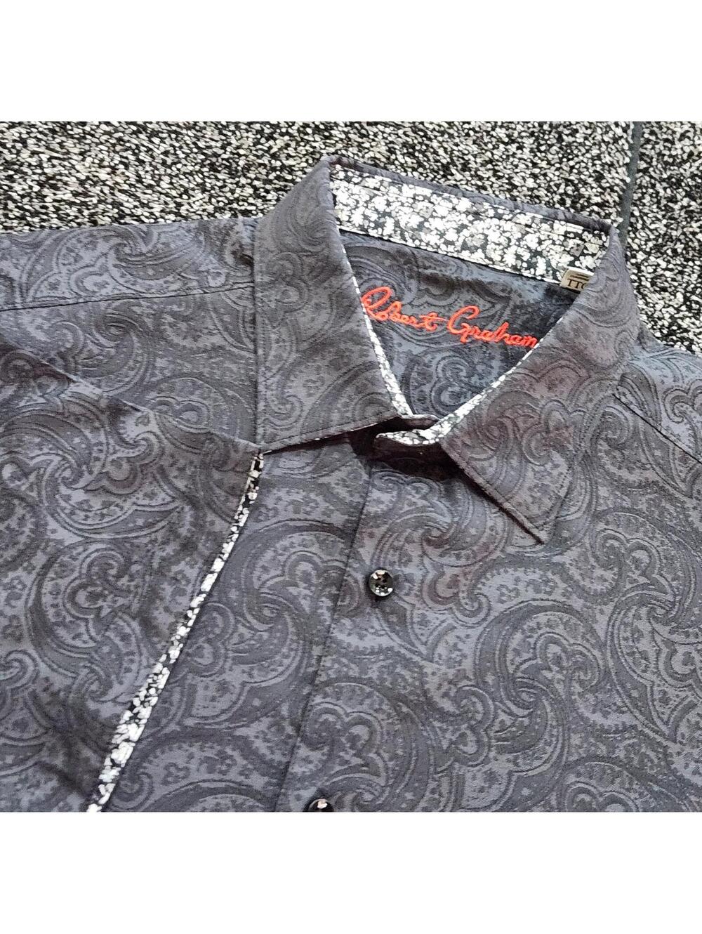 Robert Graham Men's Paisley All over print Shirt Size 2XL Button-Up Short sleeve
